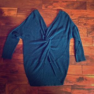 Express deep blue twist back/open back Sweater